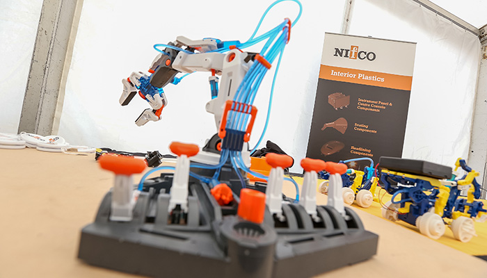 A robot crane at the NIFCO stall