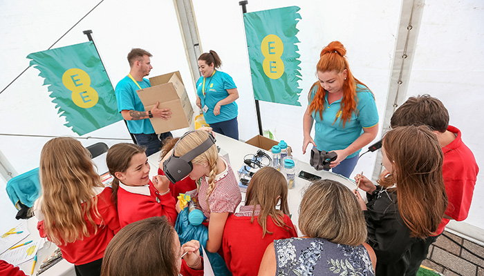 School children at the EE stall
